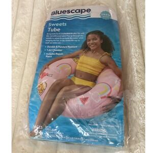 Bluescape Sweets Tube Pool Float 2' 7" Wide Inflatable Swim Ring w/ Repair Patch